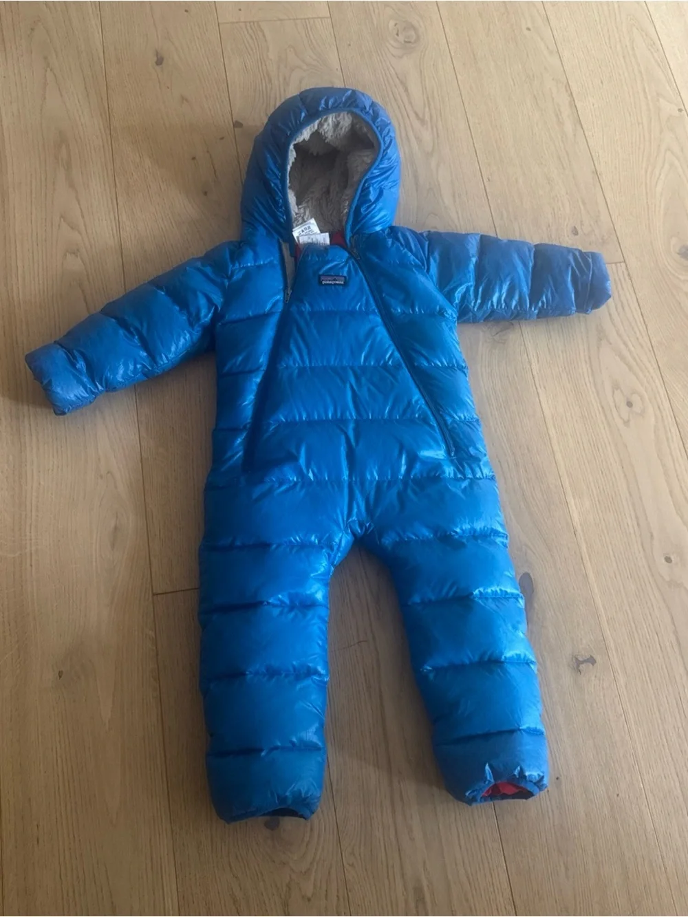 Patagonia Kids Bright Blue Puffer with Red Interior